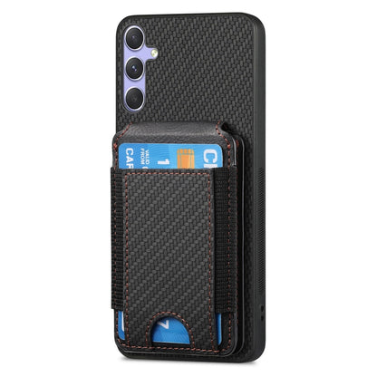 For Samsung Galaxy S25 Ultra 5G Carbon Fiber Vertical Flip Wallet Stand Phone Case(Black) - Galaxy S25 Ultra 5G Cases by buy2fix | Online Shopping UK | buy2fix