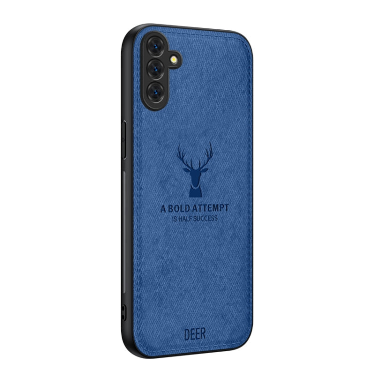 For Samsung Galaxy S25+ 5G Deer Head Cloth Skin All-inclusive Phone Case(Blue) - Galaxy S25+ 5G Cases by buy2fix | Online Shopping UK | buy2fix