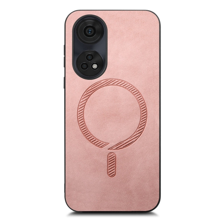 For OPPO Reno11 F Retro Magsafe Magnetic PU Back Cover Phone Case(Pink) - Reno11 F Cases by buy2fix | Online Shopping UK | buy2fix