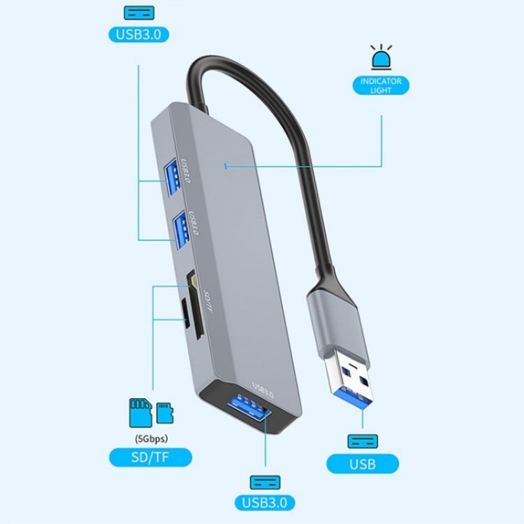 ADS-310A USB Adapter to 3 x USB 3.0 + 2 x Card Reader Slots Multi-Port Hub - USB 3.0 HUB by buy2fix | Online Shopping UK | buy2fix