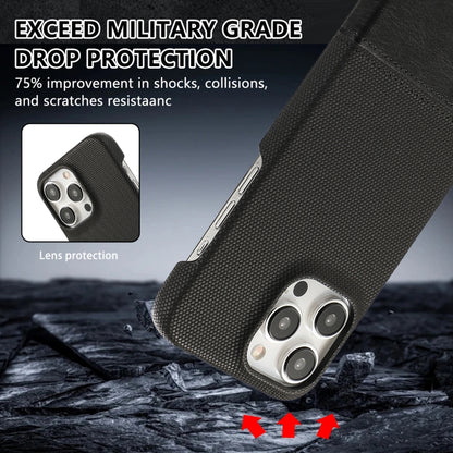 For iPhone 16 Pro Stitching Cloth PU Shockproof Phone Case(Black) - iPhone 16 Pro Cases by buy2fix | Online Shopping UK | buy2fix