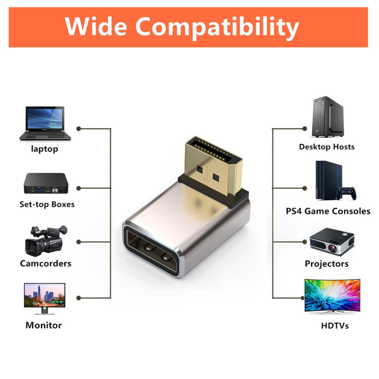 JUNSUNMAY 8K 60Hz PD1.4 Male Displayport to Female Displayport Adapter Converter, Angle:Down -  by JUNSUNMAY | Online Shopping UK | buy2fix