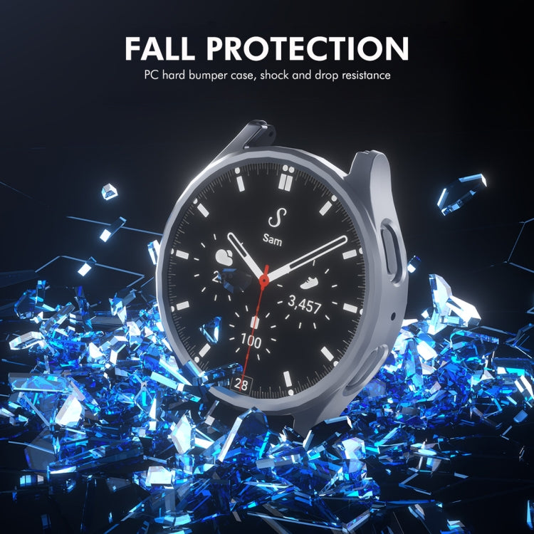 For Samsung Galaxy Watch7 44mm ENKAY Hat-Prince Electroplated Hard PC Case + 0.2mm 9H Glass Screen Protector(Silver) - Watch Cases by ENKAY | Online Shopping UK | buy2fix