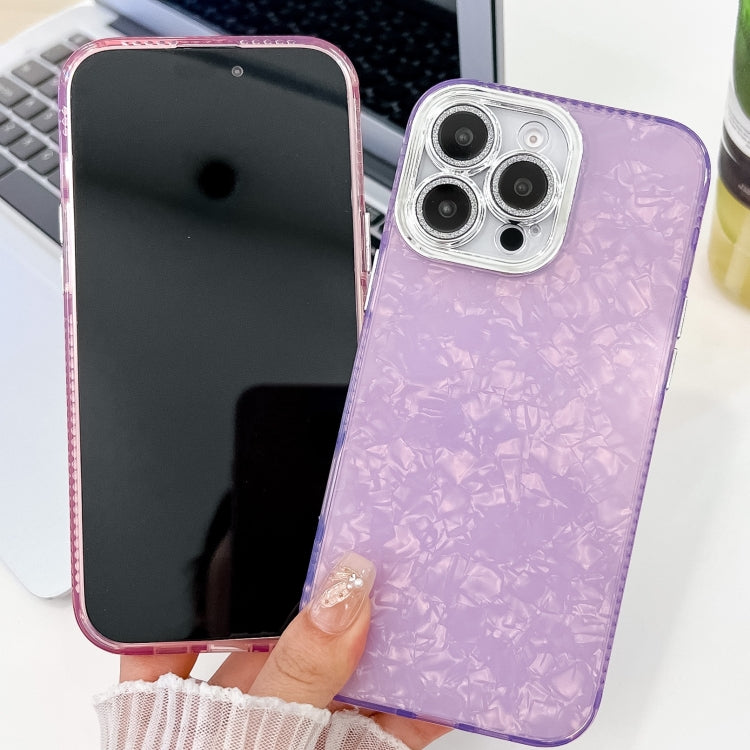 For iPhone 16 Pro Max Plating Glitter Texture TPU Phone Case with Lens Film(White Feathers) - iPhone 16 Pro Max Cases by buy2fix | Online Shopping UK | buy2fix