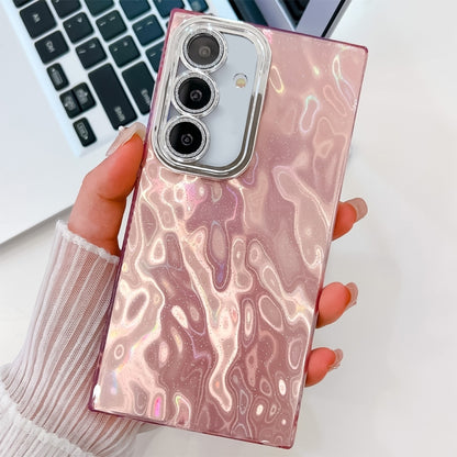 For Samsung Galaxy S25 5G Plating Glitter Texture TPU Phone Case with Lens Film(Pink Wrinkles) - Galaxy S25 5G Cases by buy2fix | Online Shopping UK | buy2fix