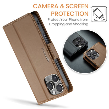 For iPhone 16 Pro CaseMe 023 Butterfly Buckle Litchi Texture RFID Anti-theft Leather Phone Case(Brown) - iPhone 16 Pro Cases by CaseMe | Online Shopping UK | buy2fix