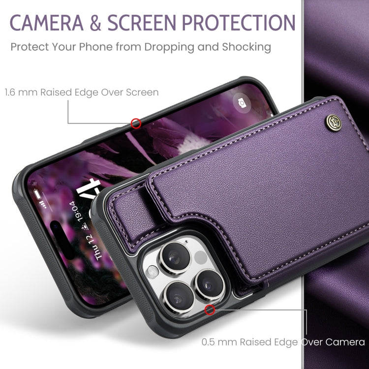 For iPhone 16 Pro Max CaseMe C22 Card Slots Holder RFID Anti-theft Phone Case(Purple) - iPhone 16 Pro Max Cases by CaseMe | Online Shopping UK | buy2fix