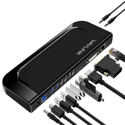 WAVLINK UG49DK4 Universal Laptop Docking Station Dual Monitor Supports DVI / HDMI / VGA(UK Plug) - USB 3.0 HUB by WAVLINK | Online Shopping UK | buy2fix