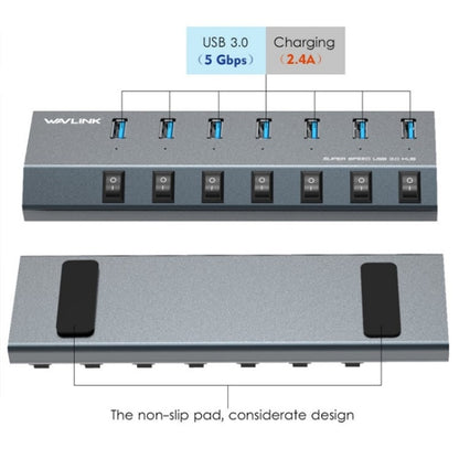 WAVLINK UH3076 5Gbps 7-port USB 3.0 Hub with Independent Switch and LED Indicator(AU Plug) - USB 3.0 HUB by WAVLINK | Online Shopping UK | buy2fix