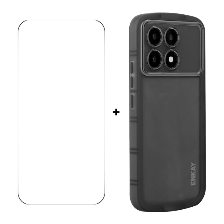 For Redmi K70 Ultra ENKAY Hat-Prince Translucent Matte TPU Phone Case + 9H Big Arc Edge Glass Film(Black) - Xiaomi Cases by ENKAY | Online Shopping UK | buy2fix