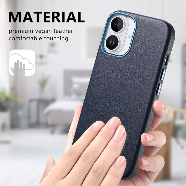 For iPhone 16 Electroplated Metal Button Shockproof Phone Case(Dark Blue) - iPhone 16 Cases by buy2fix | Online Shopping UK | buy2fix