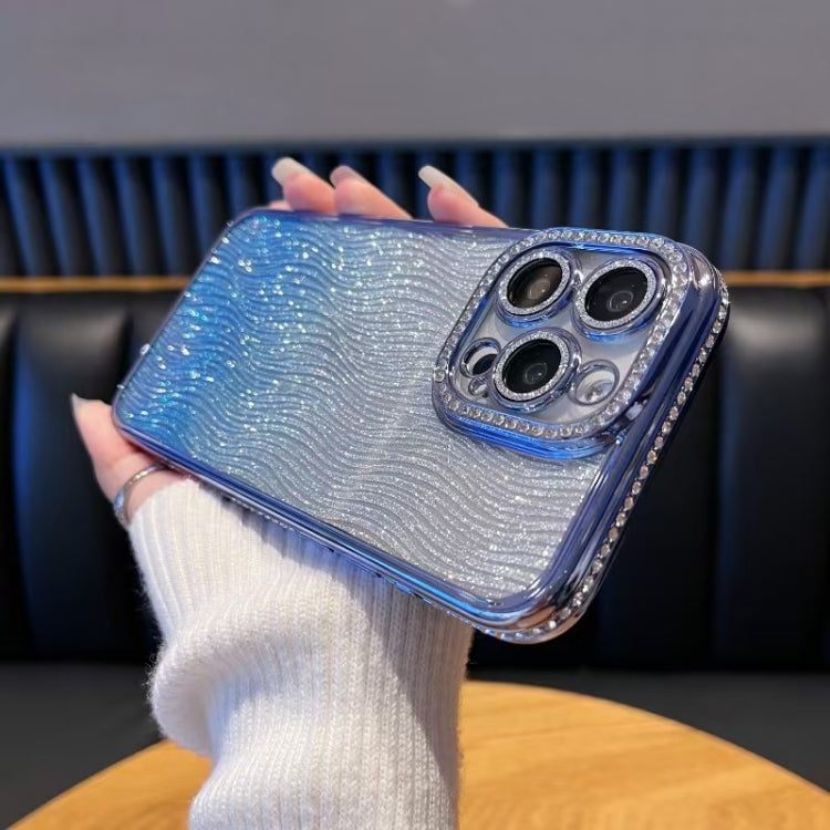 For iPhone 16 Pro Diamond Water Ripple Gradient Glitter TPU Phone Case(Blue) - iPhone 16 Pro Cases by buy2fix | Online Shopping UK | buy2fix