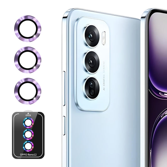 For OPPO Reno12 / Reno12 Pro Global ENKAY Hat-Prince 9H Rear Camera Lens Aluminium Alloy Tempered Glass Film(Light Purple) - Reno12 Pro Tempered Glass by ENKAY | Online Shopping UK | buy2fix