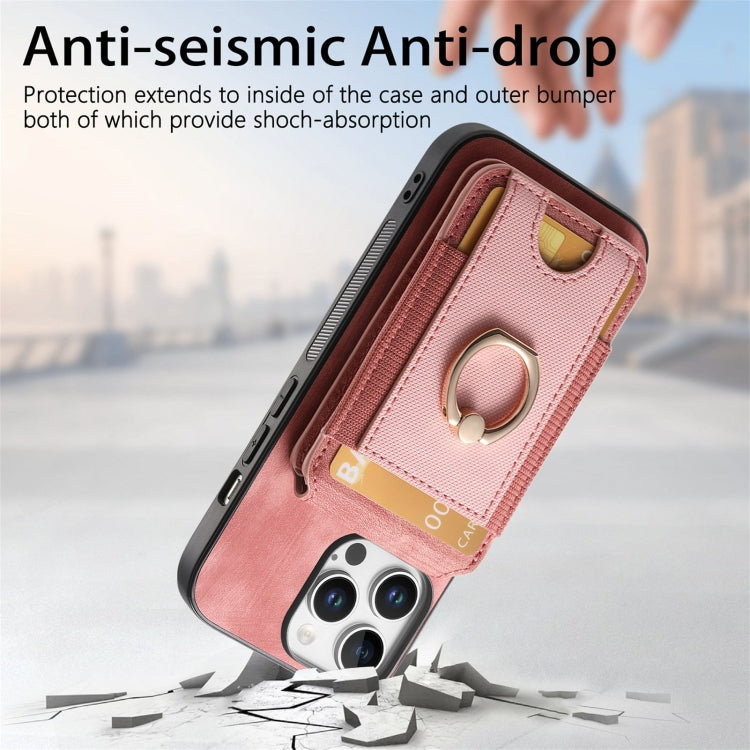 For iPhone 16 Pro Max Retro Splitable Magnetic Stand Card Bag Leather Phone Case(Pink) - iPhone 16 Pro Max Cases by buy2fix | Online Shopping UK | buy2fix