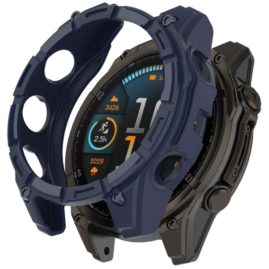 For Garmin Fenix 8 AMOLED 47mm Armor Hollow TPU Half Coverage Watch Protective Case(Midnight Blue) - Watch Cases by buy2fix | Online Shopping UK | buy2fix