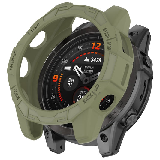 For Garmin Fenix E 47mm Armor Hollow TPU Half Coverage Watch Protective Case(Jungle Green) - Watch Cases by buy2fix | Online Shopping UK | buy2fix