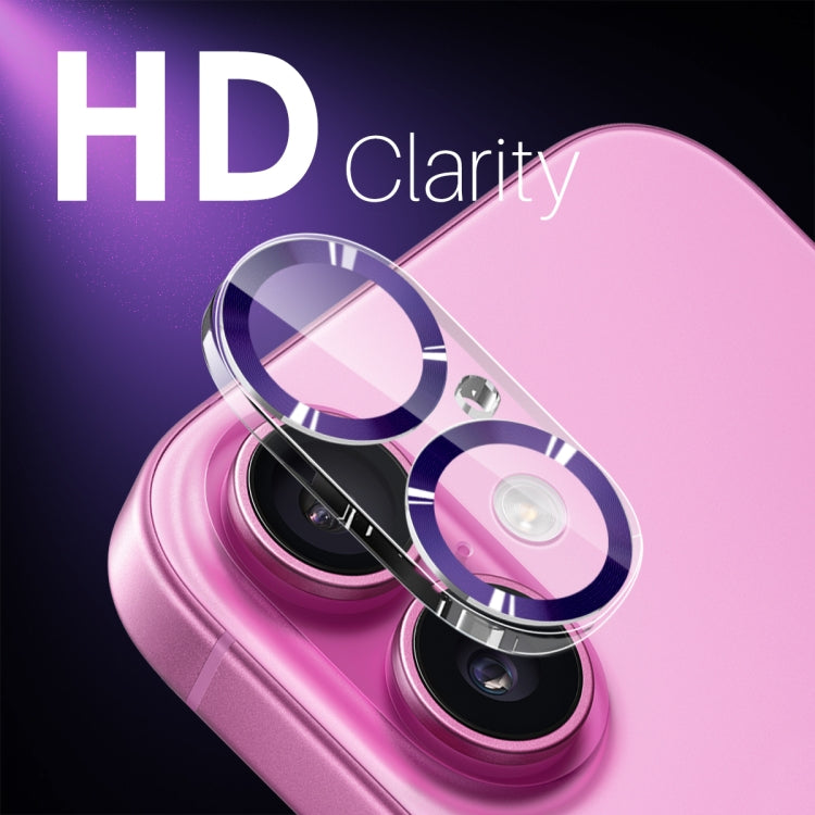 For iPhone 16 / 16 Plus NORTHJO Camera Lens Protector CD Veins 3D Tempered Glass Film(Purple) - iPhone 16 Plus Tempered Glass by NORTHJO | Online Shopping UK | buy2fix