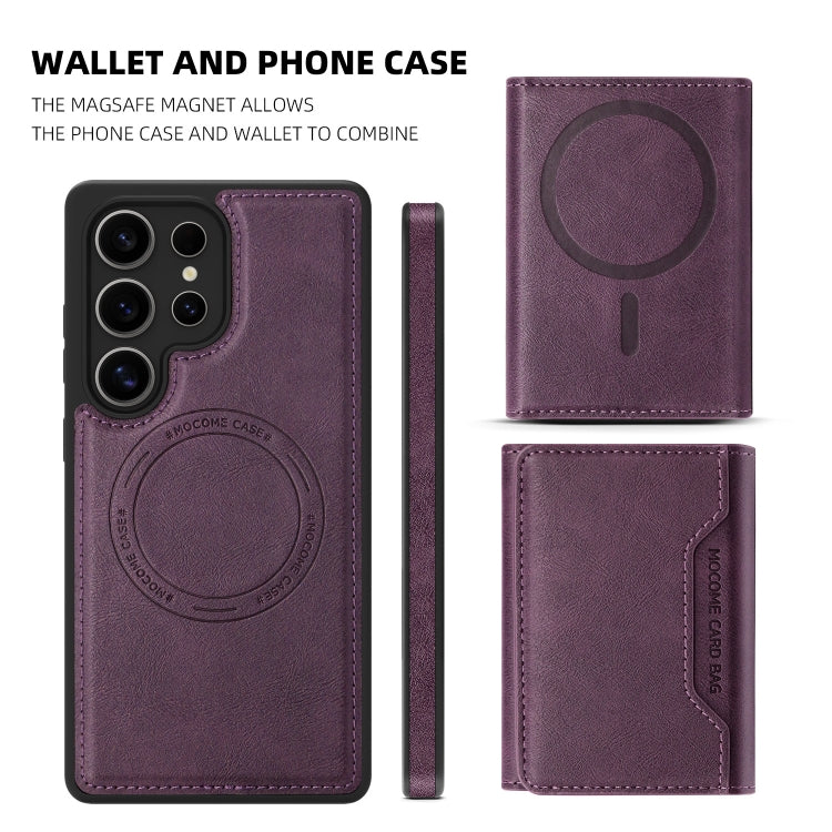 For Samsung Galaxy S25 5G Shield Multi-functional MagSafe Card Bag Phone Case(Purple) - Galaxy S25 5G Cases by buy2fix | Online Shopping UK | buy2fix