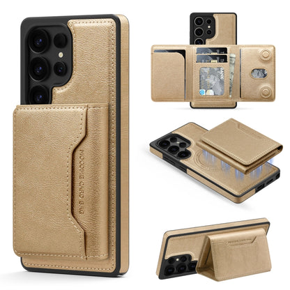 For Samsung Galaxy S25+ 5G Shield Multi-functional MagSafe Card Bag Phone Case(Desert Gold) - Galaxy S25+ 5G Cases by buy2fix | Online Shopping UK | buy2fix