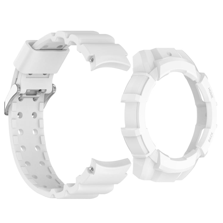 For Samsung Galaxy Watch 7 44mm Armor Silicone Watch Band with Watch Case Set(White) - Watch Bands by buy2fix | Online Shopping UK | buy2fix