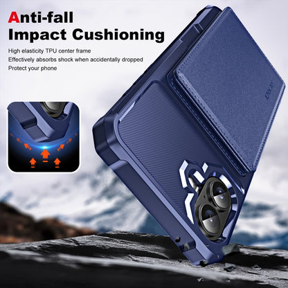 For iPhone 16 Plus ENKAY Hat-Prince Card Slot Wallet TPU Back Leather Phone Case with Lens Film(Dark Blue) - iPhone 16 Plus Cases by ENKAY | Online Shopping UK | buy2fix