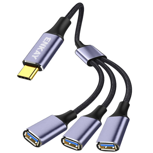 ENKAY ENK-CB171 Type-C to 3 USB 2.0 OTG Splitter Cable Extension Cord, Length:0.5m - Cable & Adapters by ENKAY | Online Shopping UK | buy2fix