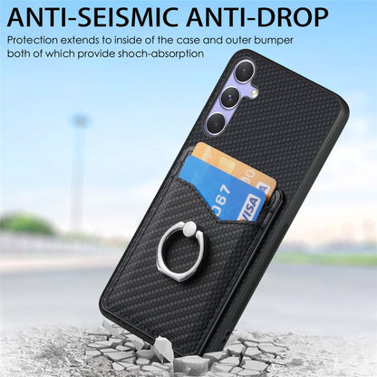 For Samsung Galaxy S25+ 5G Carbon Fiber Card Wallet Ring Phone Case(Green) - Galaxy S25+ 5G Cases by buy2fix | Online Shopping UK | buy2fix