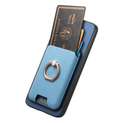 For Samsung Galaxy S25+ 5G Retro Cross Leather Ring Vertical Insert Card Bag MagSafe Phone Case(Blue) - Galaxy S25+ 5G Cases by buy2fix | Online Shopping UK | buy2fix