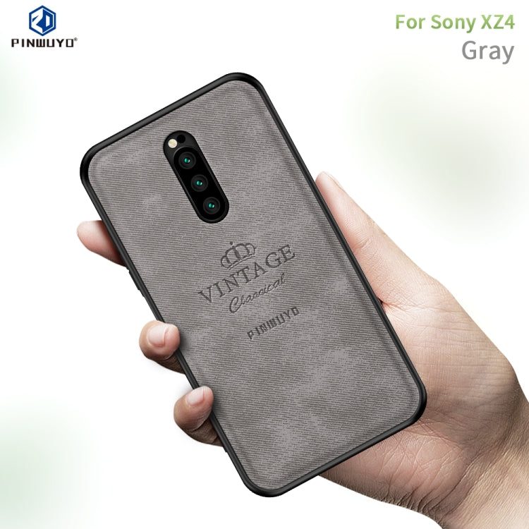 PINWUYO Shockproof Waterproof Full Coverage TPU + PU Cloth+Anti-shock Cotton Protective Case  for Sony Xperia 1 / Xperia XZ4(Gray) - Sony Cases by 1 | Online Shopping UK | buy2fix