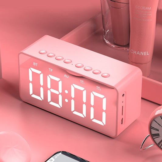 AEC BT506 Speaker with Mirror, LED Clock Display, Dual Alarm Clock, Snooze, HD Hands-free Calling, HiFi Stereo(Pink) - Desktop Speaker by AEC | Online Shopping UK | buy2fix