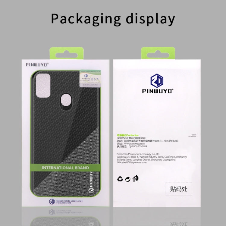 For Galaxy M30S PINWUYO Rong Series  Shockproof PC + TPU+ Chemical Fiber Cloth Protective Cover(Brown) - Galaxy Phone Cases by PINWUYO | Online Shopping UK | buy2fix