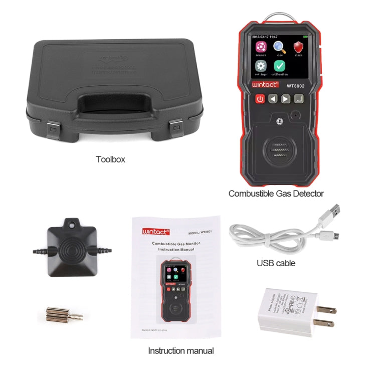 WINTACT WT8802 Hydrogen Sulfide Monitor Professional Rechargeable Gas Sensor High Sensitive Digital Sound-light Vibration Alarm H2S Detector - Gas Monitor by Wintact | Online Shopping UK | buy2fix