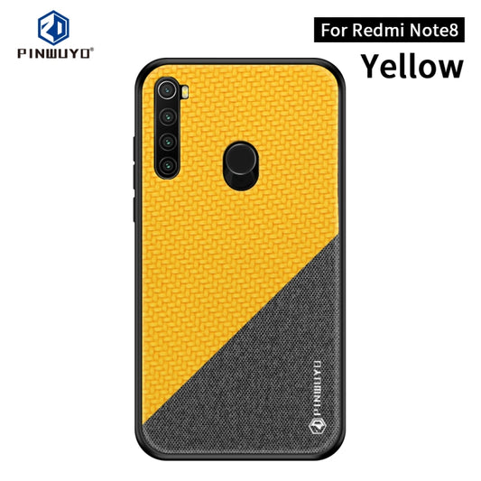 For Xiaomi RedMi Note 8 PINWUYO Rong Series  Shockproof PC + TPU+ Chemical Fiber Cloth Protective Cover(Yellow) - Xiaomi Cases by buy2fix | Online Shopping UK | buy2fix