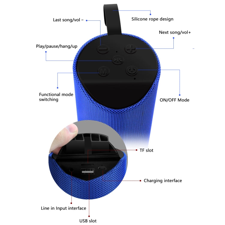 T&G TG113 Portable Bluetooth Speakers Waterproof Stereo Outdoor Loudspeaker MP3 Bass Sound Box with FM Radio(Blue) - Desktop Speaker by T&G | Online Shopping UK | buy2fix