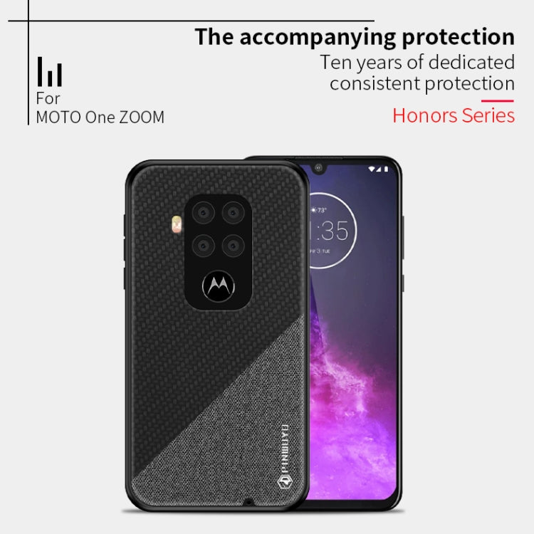 For Motorola One Zoom / One Pro PINWUYO Rong Series  Shockproof PC + TPU+ Chemical Fiber Cloth Protective Cover(Black) - Motorola Cases by PINWUYO | Online Shopping UK | buy2fix