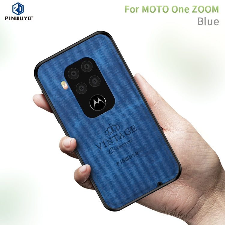 For Motorola One Zoom / One Pro PINWUYO Zun Series PC + TPU + Skin Waterproof And Anti-fall All-inclusive Protective Shell(Blue) - Motorola Cases by PINWUYO | Online Shopping UK | buy2fix