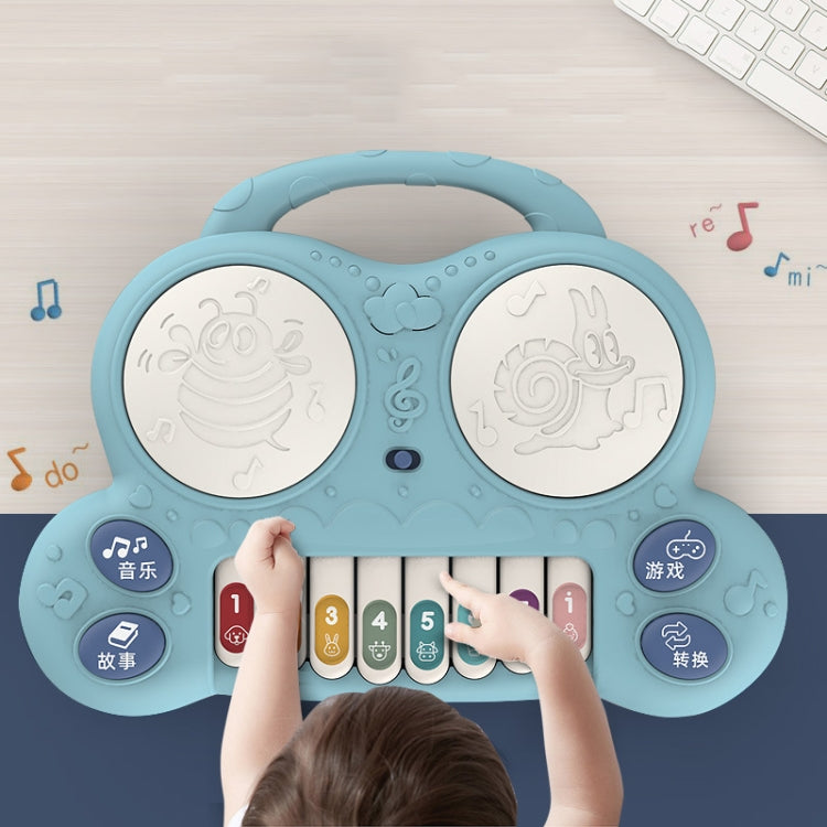 Children Multi-functional Keyboard Player Pats the Drum Light Music Puzzle Early Education Toy(Blue) - Music Toys by buy2fix | Online Shopping UK | buy2fix