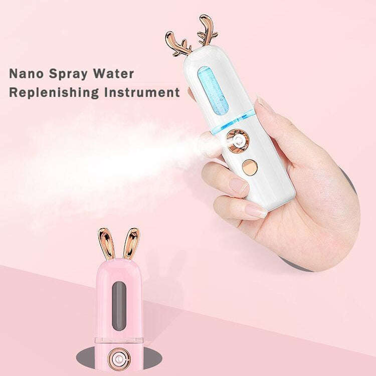 Facial Steamer Nano Spray Water Replenishing Instrument Portable Cold Spray Machine Charging Beauty Instrument Automatic Alcohol Sprayer, Style:Cute Rabbit(White) - Beauty Instrument by buy2fix | Online Shopping UK | buy2fix