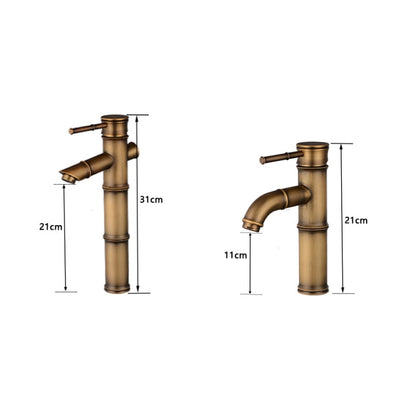 Antique Retro Hot Cold Water Bathroom Counter Basin Bamboo Waterfall Basin Copper Faucet, Specifications:Elbow 2 Knots - Faucets & Accessories by buy2fix | Online Shopping UK | buy2fix