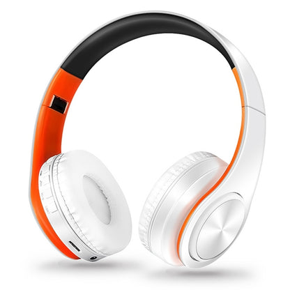 LPT660 Foldable Stereo Bluetooth Headset MP3 Player, Support 32GB TF Card & 3.5mm AUX(White Orange) - Headset & Headphone by buy2fix | Online Shopping UK | buy2fix