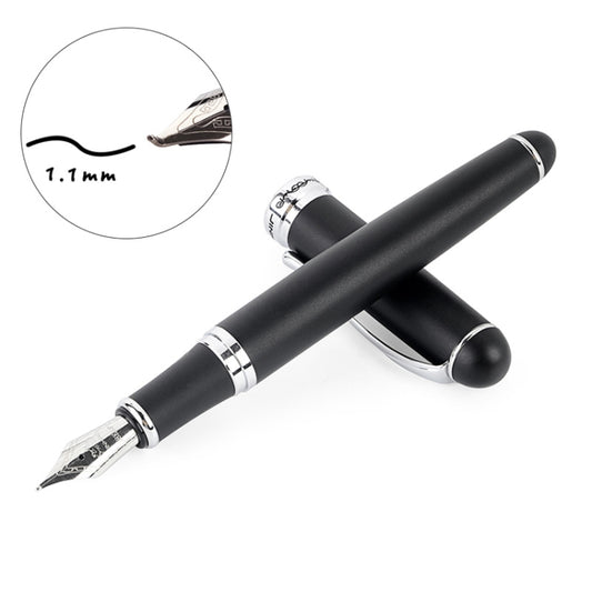 X750 Stationery Stainless Steel Fountain Pen Medium Nib Ink Pens School Oiifice Gift, Nib Size:1.1mm(Matte Black) - Fountain Pens by buy2fix | Online Shopping UK | buy2fix