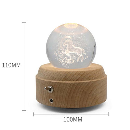 Girl Bedside Lamp Crystal Ball Wooden Base Music Box Charging Glow Rotating Night Light, Random Music(Dandelion) - Novelty Lighting by buy2fix | Online Shopping UK | buy2fix