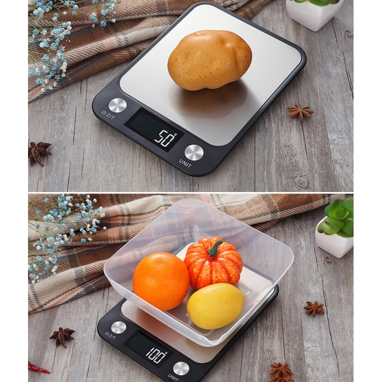 Small Kitchen Food Scale Stainless Steel Electronic Kitchen Scale 5kg/1g (Battery English Version Black) - Kitchen Scales by buy2fix | Online Shopping UK | buy2fix