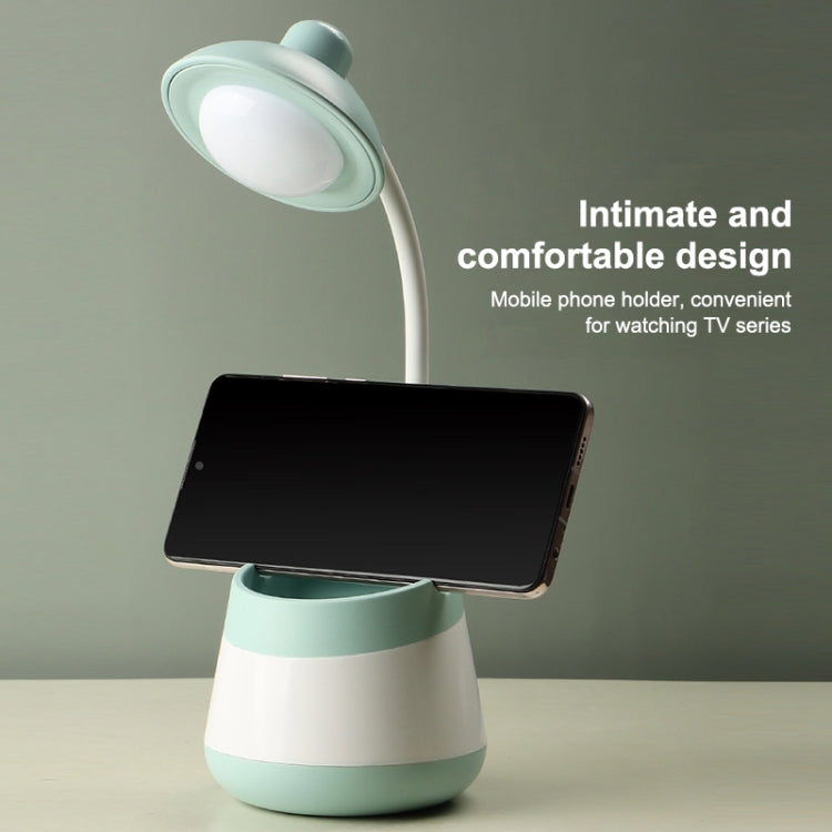 USB Charging LED Desk Light Eye Protection Lamp with Pen Holder and Phone Holder(CS276-3 Green) - Desk Lamps by buy2fix | Online Shopping UK | buy2fix