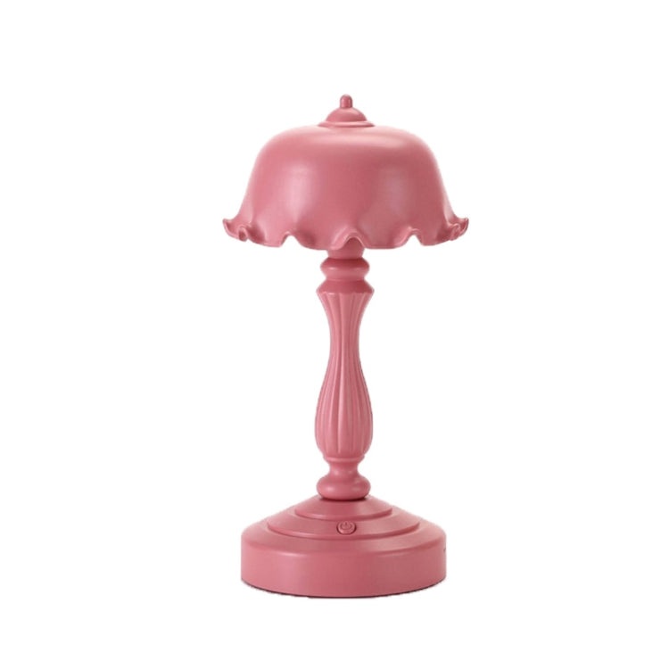 Retro Charging Table Lamp Bedroom Bed LED Eye Protection Light(LD04 Flower Hat Rose Red) - Bedside Light by buy2fix | Online Shopping UK | buy2fix