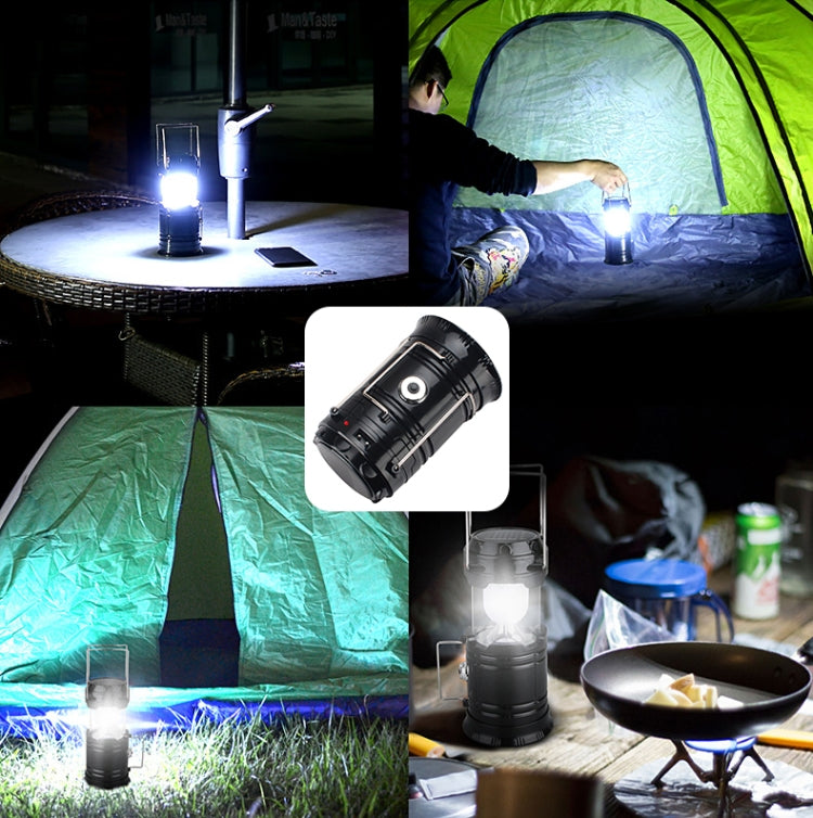 LED Tent Light Solar Rechargeable Camping Light Stretchable Multifunctional Lantern, Support USB Output,EU Plug(Blue) - Camping Lighting by buy2fix | Online Shopping UK | buy2fix