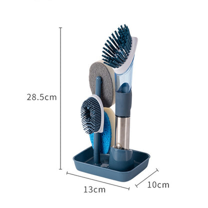 Kitchen Oil Dirty Pan Brush Can Add Detergent Sponge Brush Long Handle Cleaning Brush(Blue) - Cleaning Tools by buy2fix | Online Shopping UK | buy2fix