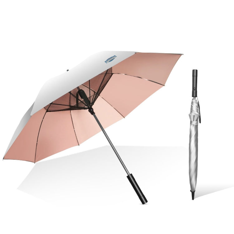 9033 Sun and Rain Dual-purpose Umbrella Multi-function Fan Titanium Silver Glue Sunscreen and UV Protection Long Handle Umbrella(Pink) - Umbrellas by buy2fix | Online Shopping UK | buy2fix