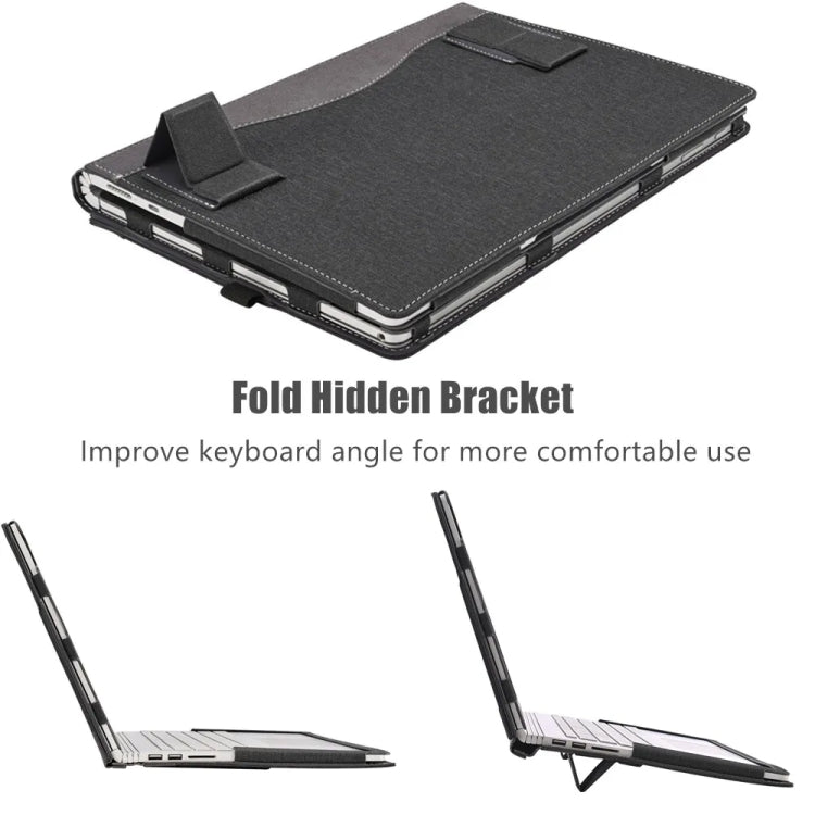 For Samsung Galaxy Book 2 Pro 15.6 inch Leather Laptop Anti-Fall Protective Case With Stand(Black) - 15 inch by buy2fix | Online Shopping UK | buy2fix