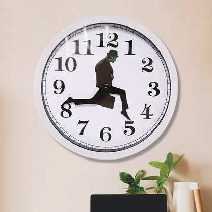 Walking Clock Businessman Briefcase Glass Wall Clock Personality Clock Decoration Round Clock(White) - Wall Clock by buy2fix | Online Shopping UK | buy2fix